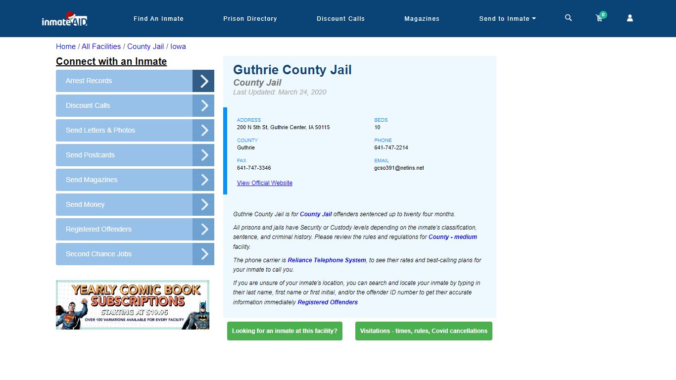 Guthrie County Jail - Inmate Locator - Guthrie Center, IA