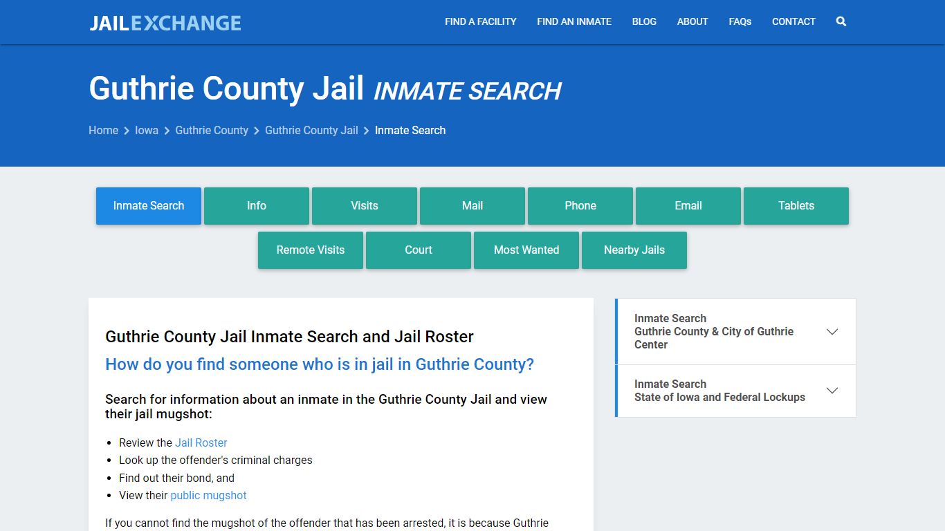 Inmate Search: Roster & Mugshots - Guthrie County Jail, IA