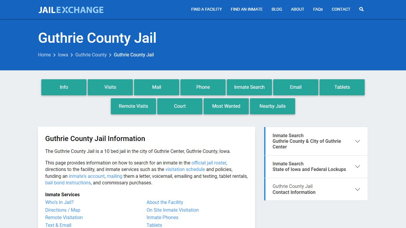 Guthrie County Jail, IA Inmate Search, Information